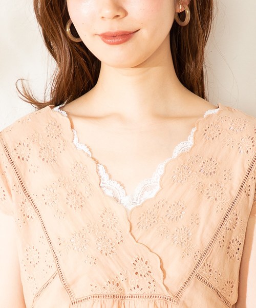 natural couture（ナチュラルクチュール）の「綿レースガーリーブラウス（Tシャツ/カットソー・レディース・ブラック/ベージュ/オフホワイト/オレンジ・FREE）」の20枚目の写真