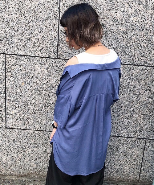 PAGEBOY（ページボーイ）の「【WEB限定】レーヨンカイキンシャツ（シャツ/ブラウス・レディース・パープル/ブルー/アイボリー/ベージュ/グリーン・FREE）」の5枚目の写真