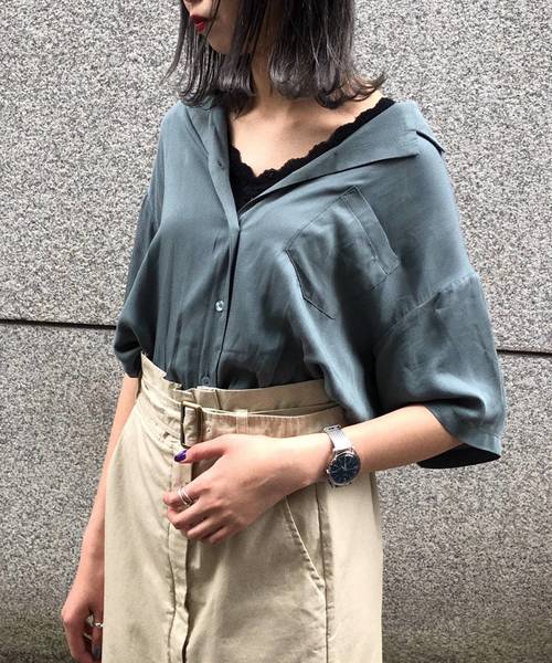 PAGEBOY（ページボーイ）の「【WEB限定】レーヨンカイキンシャツ（シャツ/ブラウス・レディース・パープル/ブルー/アイボリー/ベージュ/グリーン・FREE）」の12枚目の写真