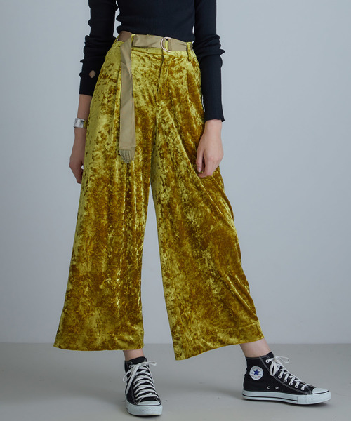 ELENDEEK(エレンディーク)の「【ELENDEEK(エレンディーク)】ベルベットワイドパンツ(その他パンツ・レディース・グレー/イエロー・2)」の2枚目の写真