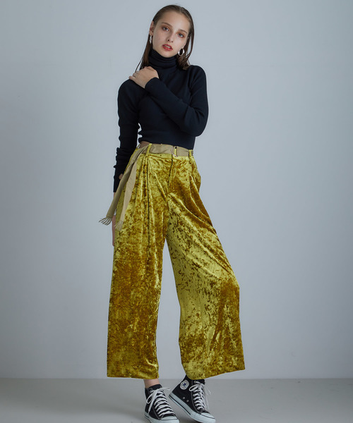 ELENDEEK(エレンディーク)の「【ELENDEEK(エレンディーク)】ベルベットワイドパンツ(その他パンツ・レディース・グレー/イエロー・2)」の5枚目の写真