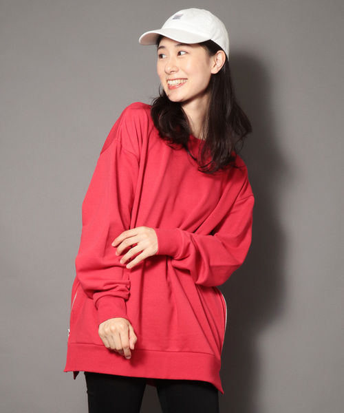 SUGGESTION（サジェッション）の「【SUGGESTION】ビッグシルエット サイドZIPクルースウェット（スウェット・メンズ・ブラック/ダークグリーン/ベージュ/ブラウン/レッド/オフホワイト/ピンク/杢グレー・M/L）」の8枚目の写真