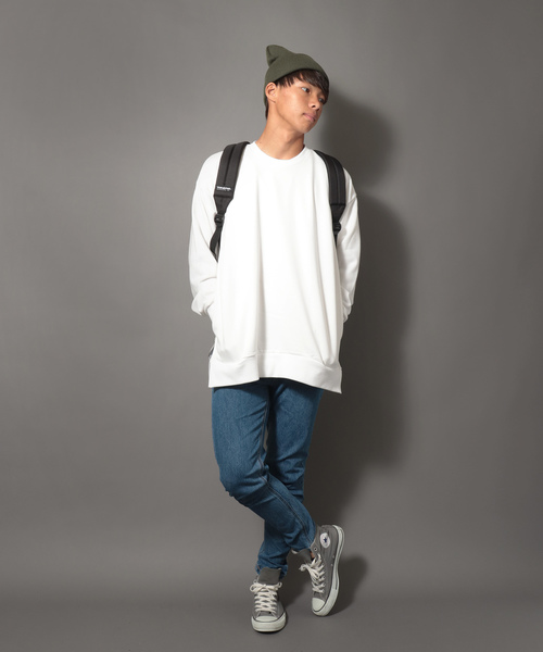 SUGGESTION（サジェッション）の「【SUGGESTION】ビッグシルエット サイドZIPクルースウェット（スウェット・メンズ・ブラック/ダークグリーン/ベージュ/ブラウン/レッド/オフホワイト/ピンク/杢グレー・M/L）」の14枚目の写真