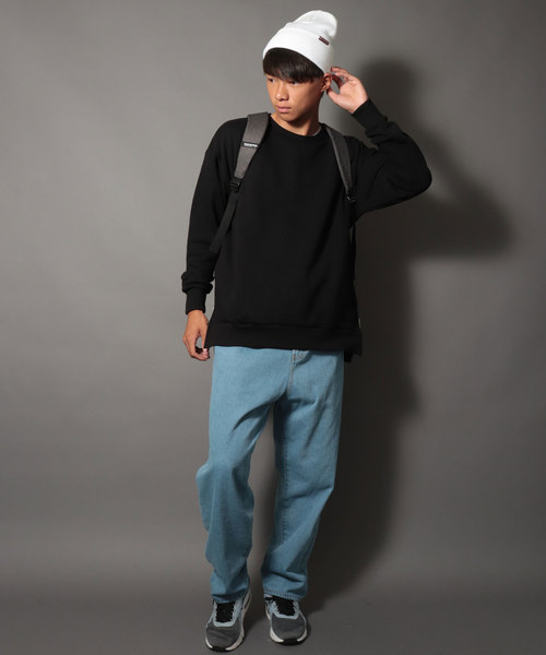 SUGGESTION（サジェッション）の「【SUGGESTION】ビッグシルエット サイドZIPクルースウェット（スウェット・メンズ・ブラック/ダークグリーン/ベージュ/ブラウン/レッド/オフホワイト/ピンク/杢グレー・M/L）」の11枚目の写真