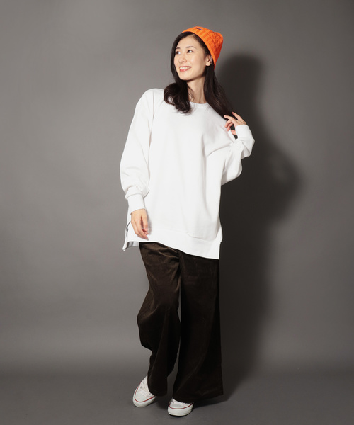 SUGGESTION（サジェッション）の「【SUGGESTION】ビッグシルエット サイドZIPクルースウェット（スウェット・メンズ・ブラック/ダークグリーン/ベージュ/ブラウン/レッド/オフホワイト/ピンク/杢グレー・M/L）」の12枚目の写真