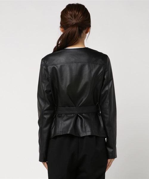 PICCIN（ピッチン）の「ベルト付きライダースジャケット（ライダースジャケット・レディース・ブラック/ブラウン・MEDIUM/LARGE）」の5枚目の写真