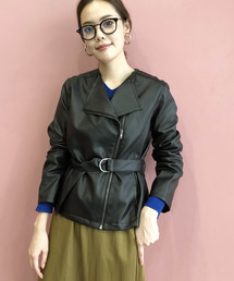 PICCIN | ベルト付きライダースジャケット(ライダースジャケット)