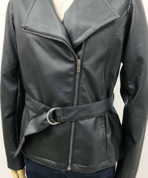 PICCIN（ピッチン）の「ベルト付きライダースジャケット（ライダースジャケット・レディース・ブラック/ブラウン・MEDIUM/LARGE）」の8枚目の写真