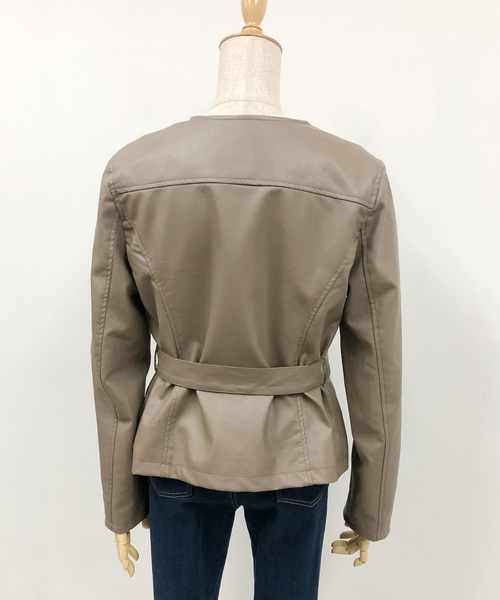 PICCIN（ピッチン）の「ベルト付きライダースジャケット（ライダースジャケット・レディース・ブラック/ブラウン・MEDIUM/LARGE）」の10枚目の写真