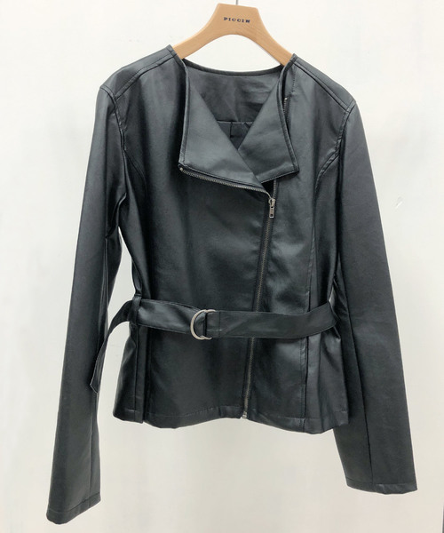 PICCIN（ピッチン）の「ベルト付きライダースジャケット（ライダースジャケット・レディース・ブラック/ブラウン・MEDIUM/LARGE）」の18枚目の写真