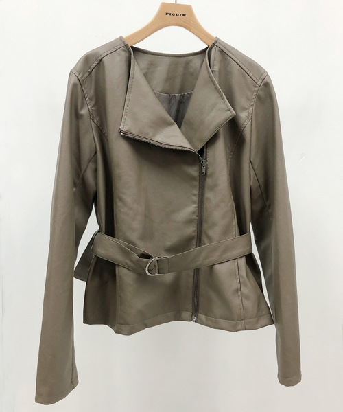 PICCIN（ピッチン）の「ベルト付きライダースジャケット（ライダースジャケット・レディース・ブラック/ブラウン・MEDIUM/LARGE）」の17枚目の写真