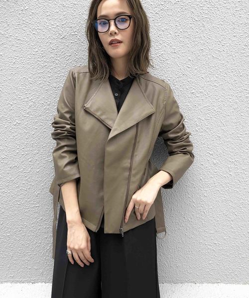 PICCIN（ピッチン）の「ベルト付きライダースジャケット（ライダースジャケット・レディース・ブラック/ブラウン・MEDIUM/LARGE）」の13枚目の写真