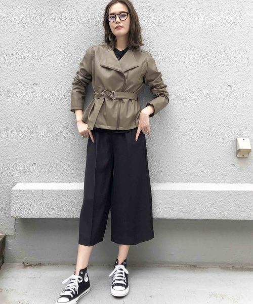 PICCIN（ピッチン）の「ベルト付きライダースジャケット（ライダースジャケット・レディース・ブラック/ブラウン・MEDIUM/LARGE）」の16枚目の写真