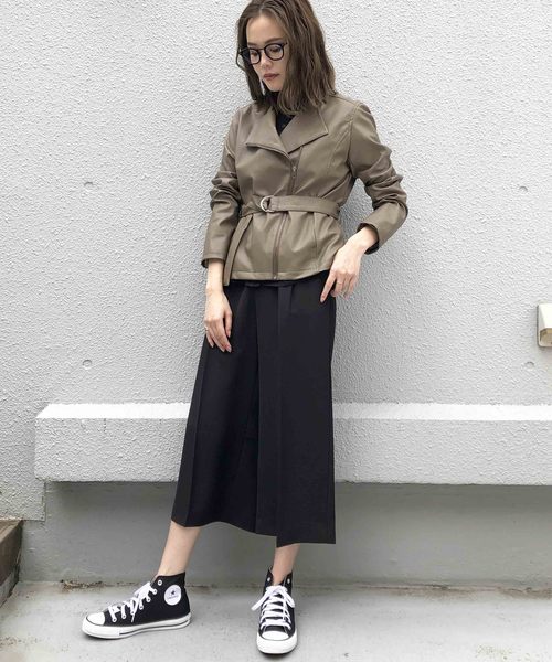 PICCIN（ピッチン）の「ベルト付きライダースジャケット（ライダースジャケット・レディース・ブラック/ブラウン・MEDIUM/LARGE）」の19枚目の写真