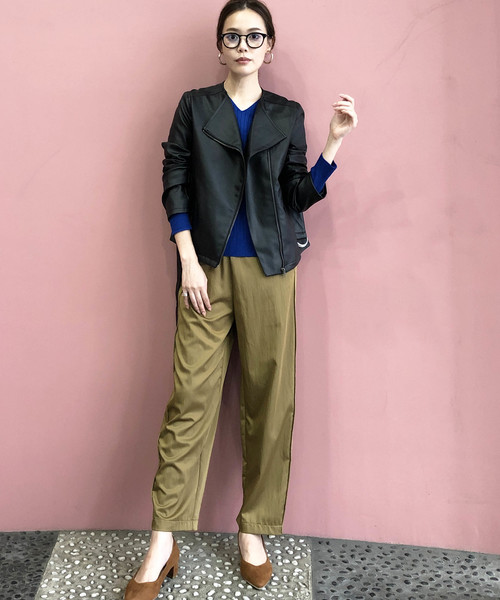 PICCIN（ピッチン）の「ベルト付きライダースジャケット（ライダースジャケット・レディース・ブラック/ブラウン・MEDIUM/LARGE）」の21枚目の写真