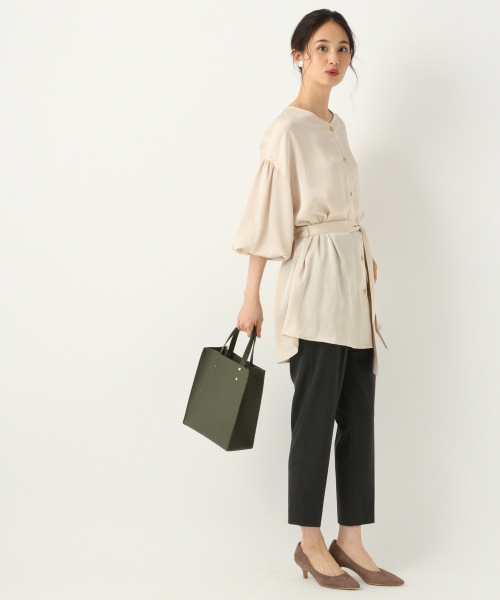 GLOBAL WORK(グローバルワーク)の「ベルトSETチュニックブラウス/847471(シャツ/ブラウス・レディース・ダークブラウン/オフホワイト/ライトグリーン・MEDIUM/LARGE)」の7枚目の写真