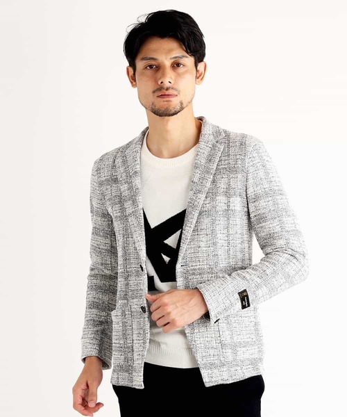 MICHEL KLEIN HOMME (ミッシェルクランオム)の「ジャケット(ツィーディーチェック)(テーラードジャケット・メンズ・ネイビー/グレー/カーキ・46/48/51)」の1枚目の写真