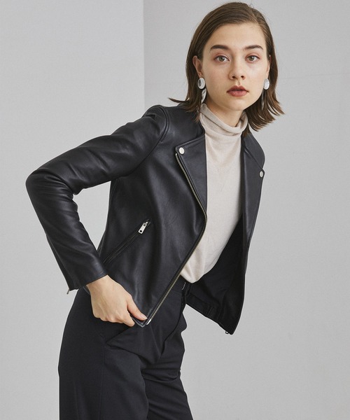 ビューティーアンドユース セミダブル ライダース ジャケット ラムレザー M 黒 中古・古着通販】BEAUTY&YOUTH (ビューティーアンドユース) UK