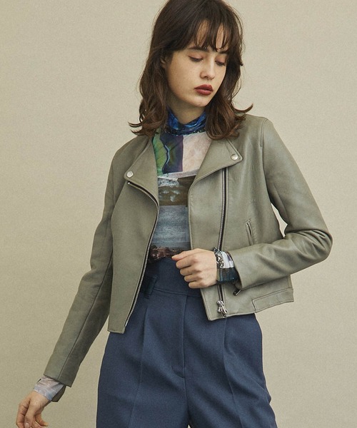 UNITED TOKYO ラムレーザージャケット サイズ３ ラムセミダブルライダースジャケット（ライダースジャケット