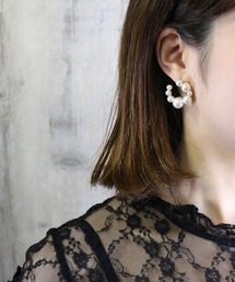 MAYGLOBE Veil / アクリルパールフープモチーフピアス