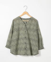 coen | LIGHT&COOLリーフプリント7分袖ブラウス(シャツ/ブラウス)