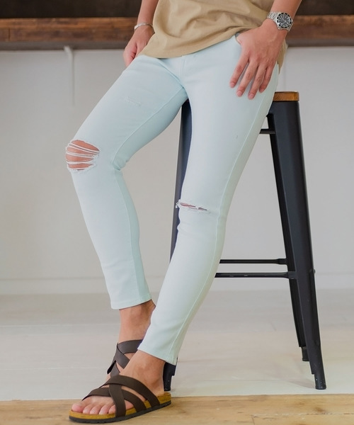 セール ダメージ加工ストレッチカラースキニーパンツ Catn 15 その他パンツ Cavaria キャバリア のファッション通販 Zozotown