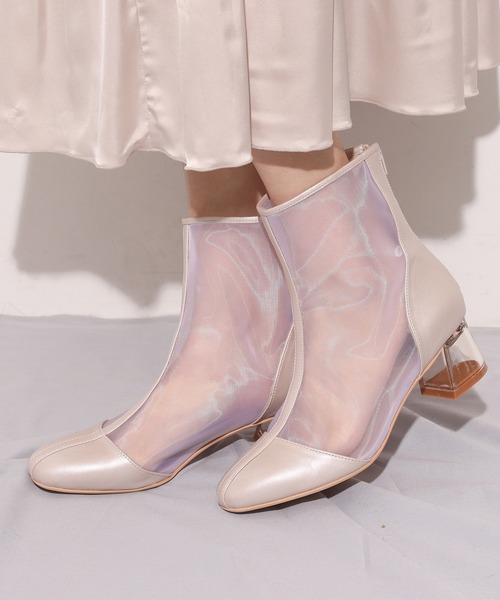 one after another NICE CLAUP（ワンアフターアナザーナイスクラップ）の「シースルーブーツ（ブーツ・レディース・グレー/ピンクベージュ・MEDIUM/SMALL/LARGE）」の2枚目の写真