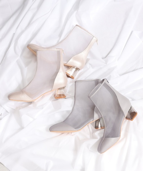 one after another NICE CLAUP（ワンアフターアナザーナイスクラップ）の「シースルーブーツ（ブーツ・レディース・グレー/ピンクベージュ・MEDIUM/SMALL/LARGE）」の12枚目の写真