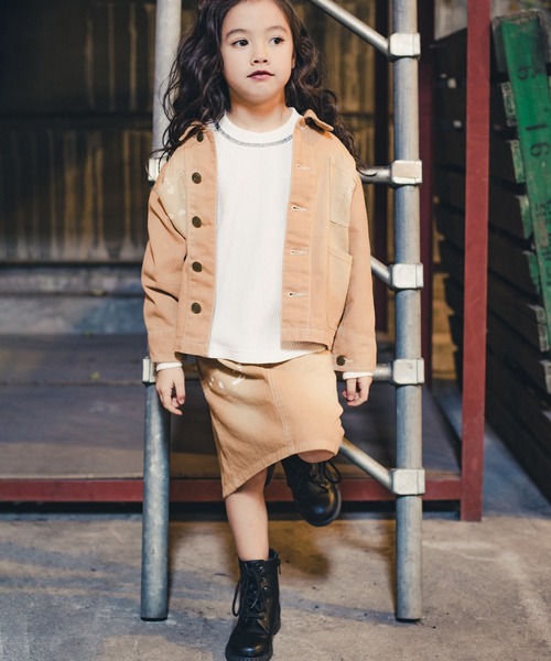 RADCHAP（ラッドチャップ）の「飛ばしペンキスカート（スカート・キッズ・ベージュ/ブルー・L/XL/S/M）」の3枚目の写真