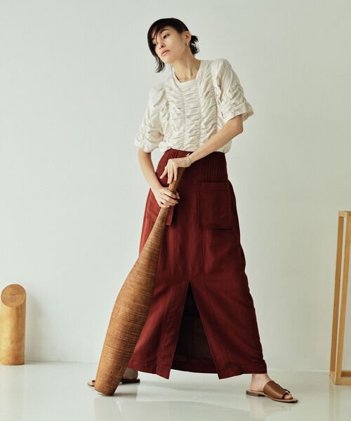 Ray BEAMS（レイビームス）の「RBS / ピンタック アウト ポケット スカート（スカート・レディース・ブラウン/マスタード・M/S）」の3枚目の写真