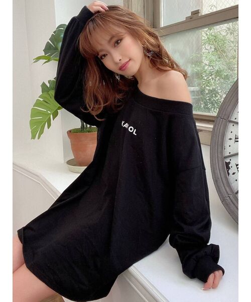 KANGOL(カンゴール)の「【KANGOL別注】配色ワンショルロンT(Tシャツ/カットソー・レディース・ホワイト/ブラック/ベージュ・FREE)」の5枚目の写真