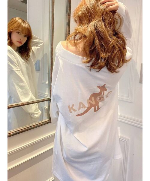 KANGOL(カンゴール)の「【KANGOL別注】配色ワンショルロンT(Tシャツ/カットソー・レディース・ホワイト/ブラック/ベージュ・FREE)」の14枚目の写真