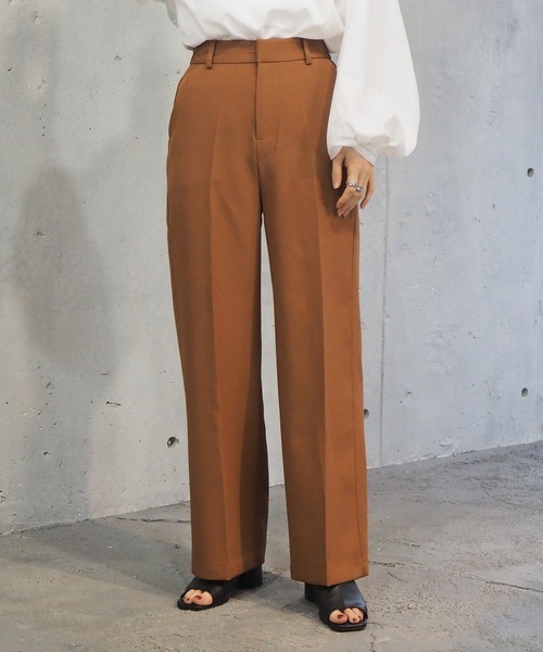 tiptop（ティップトップ）の「【セットアップ対応】[丈が選べる]センタープレスパンツ（スラックス・レディース・ブラック/ブラウン/ブルー/グリーン/ライトグリーン/アイボリー/イエロー系その他/A・TM/TS/S/M）」の4枚目の写真