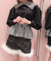 lilLilly | フェザーファーデニムショートパンツ(デニムパンツ)