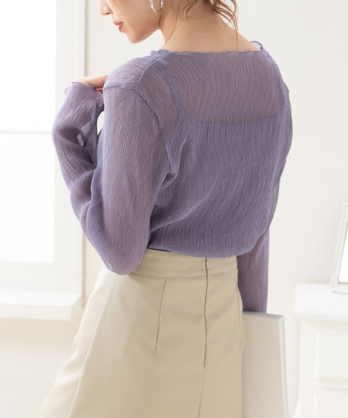Newlyme(ニューリーミー)の「楊柳シフォンインナー付きトップス(シャツ/ブラウス・レディース・ブルー/ラベンダー/ブラック/オフホワイト・MEDIUM)」の10枚目の写真