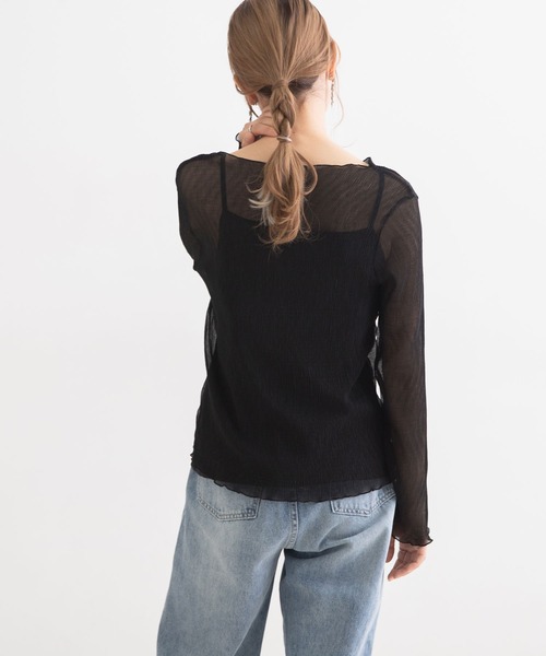 Newlyme(ニューリーミー)の「楊柳シフォンインナー付きトップス(シャツ/ブラウス・レディース・ブルー/ラベンダー/ブラック/オフホワイト・MEDIUM)」の12枚目の写真