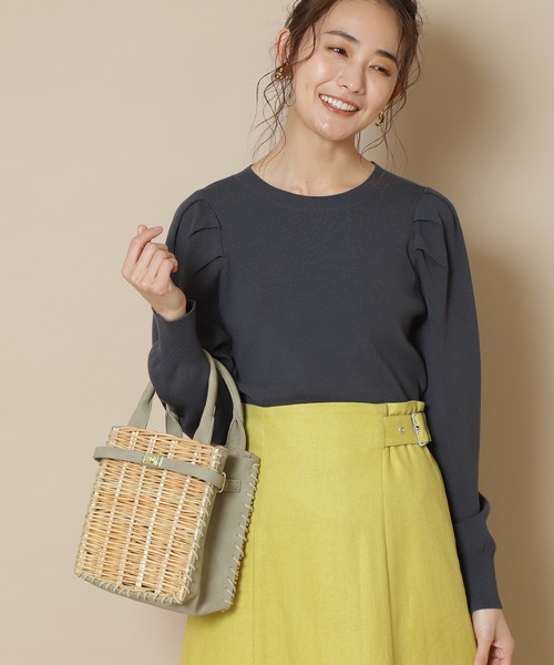 N.（N. Natural Beauty Basic）（エヌエヌナチュラルビューティーベーシック）の「総針パフスリーブニット（ニット/セーター・レディース・パープル/ブラック/ホワイト・MEDIUM）」の2枚目の写真