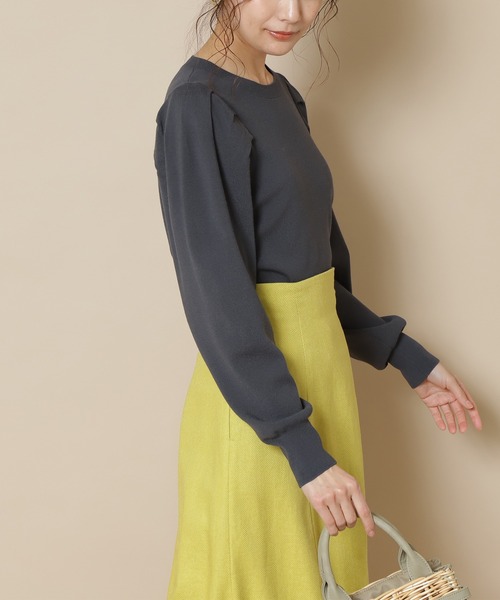 N.（N. Natural Beauty Basic）（エヌエヌナチュラルビューティーベーシック）の「総針パフスリーブニット（ニット/セーター・レディース・パープル/ブラック/ホワイト・MEDIUM）」の6枚目の写真