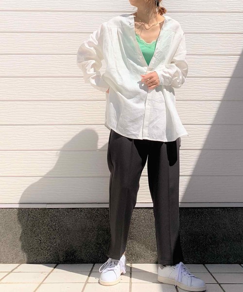 Q（キュー）の「2wayフレンチリネンシャツ（シャツ/ブラウス・レディース・ホワイト・MEDIUM）」の7枚目の写真