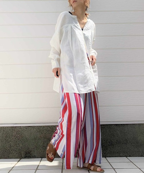 Q（キュー）の「2wayフレンチリネンシャツ（シャツ/ブラウス・レディース・ホワイト・MEDIUM）」の6枚目の写真