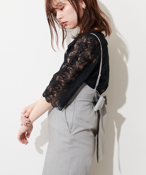 natural couture（ナチュラルクチュール）の「袖口スカラップフラワーレースブラウス（シャツ/ブラウス・レディース・ブラック/アイボリー/ミント・FREE）」の11枚目の写真