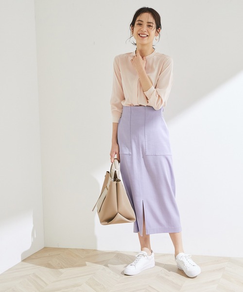 ROPE'(ロペ)の「【洗える】デシンノーカラーシャツ(シャツ/ブラウス・レディース・ブラック/オフホワイト/ピンク系その他・38)」の14枚目の写真