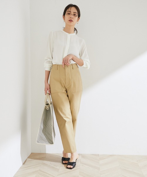 ROPE'(ロペ)の「【洗える】デシンノーカラーシャツ(シャツ/ブラウス・レディース・ブラック/オフホワイト/ピンク系その他・38)」の10枚目の写真