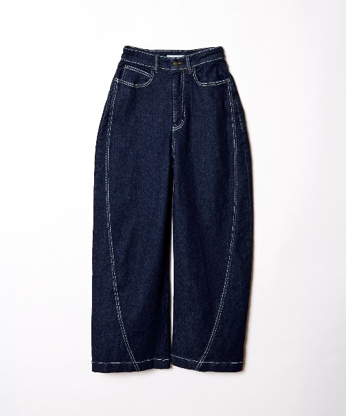 REDYAZEL(レディアゼル)の「デニムコクーンデザインパンツ(デニムパンツ・レディース・ネイビー/オフホワイト・SMALL/MEDIUM)」の6枚目の写真