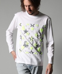 STUD MUFFIN | mlt3396-5.6ozコットン天竺 ベアハートマルチフォームプリント LS Tシャツ(Tシャツ/カットソー)