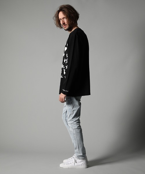 STUD MUFFIN（スタッドマフィン）の「mlt3396-5.6ozコットン天竺 ベアハートマルチフォームプリント LS Tシャツ（Tシャツ/カットソー・メンズ・ホワイト/ブラック・2/4/3）」の11枚目の写真