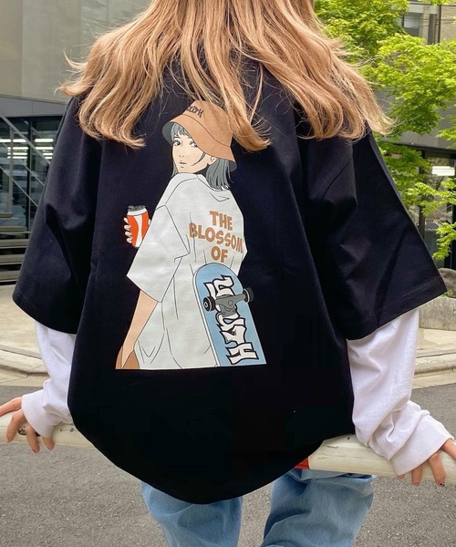 WEGO（ウィゴー）の「WEGO/ヘビーウエイト イラストロゴビッグシルエットTシャツ（Tシャツ/カットソー・メンズ・ブラック/イエロー/ブルー/サックスブルー/ホワイト/グリーン/ホワイト系その他・MEDIUM/LARGE）」の4枚目の写真