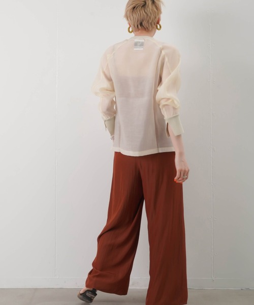 LUCA/LADY LUCK LUCA（ルカ/レディラックルカ）の「LWS エルダブリューエス　オーガンジーラグランブラウス（シャツ/ブラウス・レディース・ブラック/ライトイエロー・FREE）」の3枚目の写真