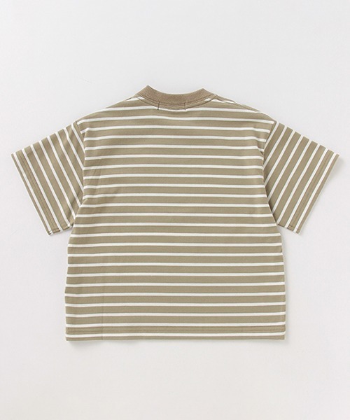 XLARGE KIDS（エクストララージキッズ）の「ワイドシルエットボーダーリンガー半袖Tシャツ（Tシャツ/カットソー・キッズ・ベージュ/カーキ/ホワイト・130cm/100cm/90cm/140cm/110cm/120cm）」の5枚目の写真