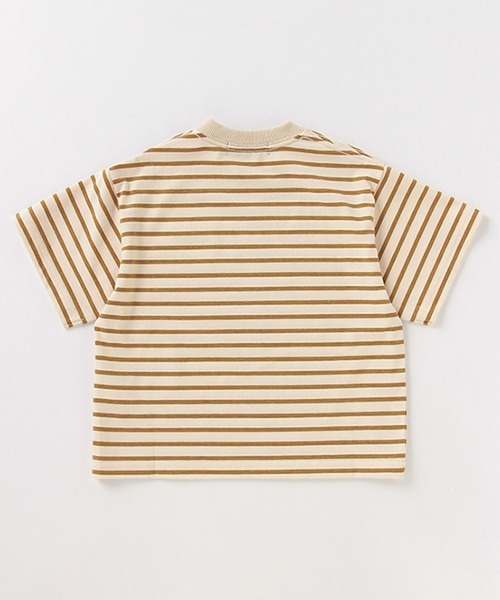 XLARGE KIDS（エクストララージキッズ）の「ワイドシルエットボーダーリンガー半袖Tシャツ（Tシャツ/カットソー・キッズ・ベージュ/カーキ/ホワイト・130cm/100cm/90cm/140cm/110cm/120cm）」の6枚目の写真